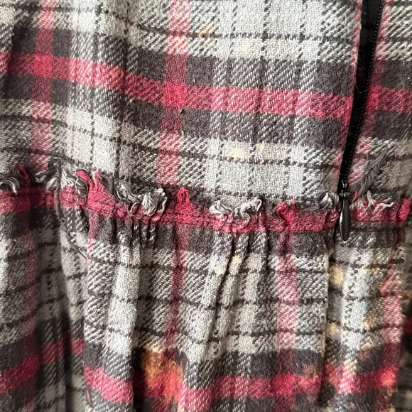 R13 Gothic Baby Doll Dress with Rings in Red/Blue Bleached Plaid M - Picture 7 of 10